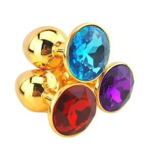 12 Colors Jeweled 3 Golden Metal Plug