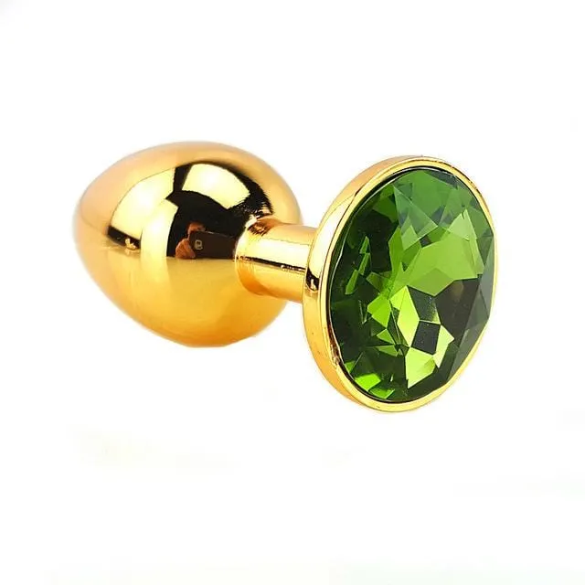 12 Colors Jeweled 3 Golden Metal Plug