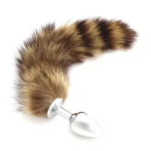 12 Tail Plug Khaki and Black Raccoon Stainless steel