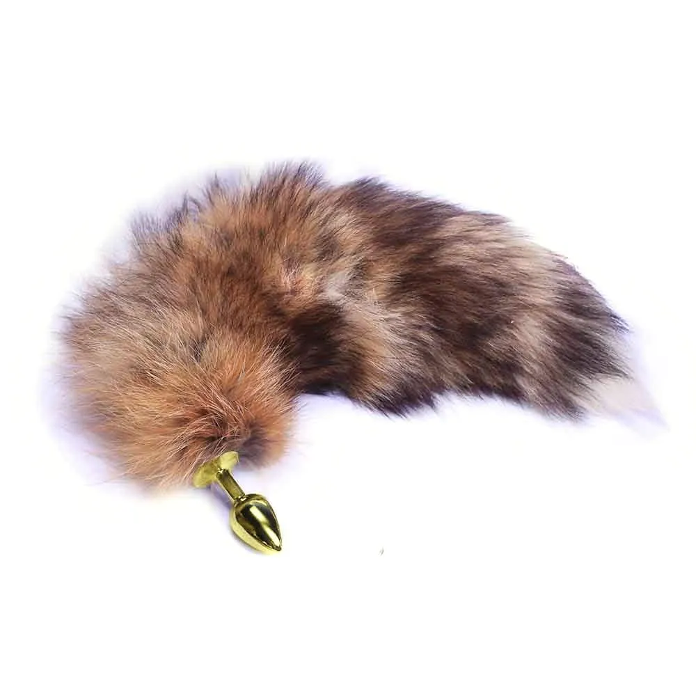 14 Brown Cat Tail Stainless Steel Plug