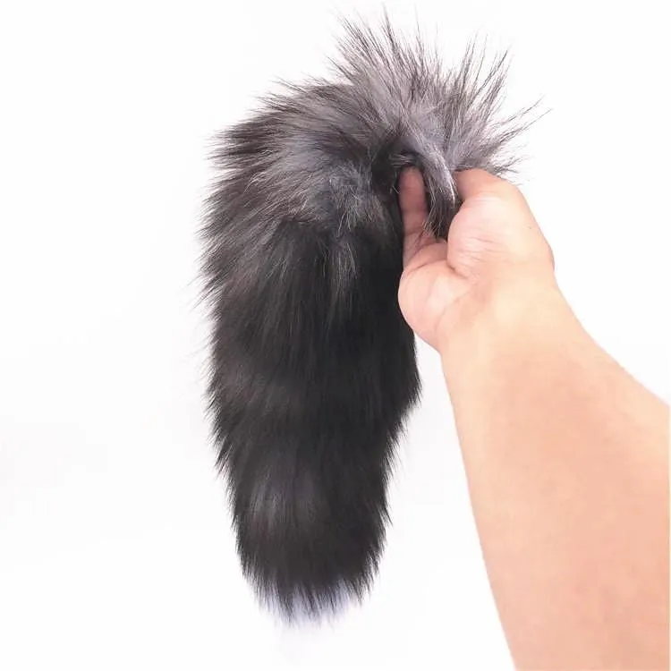 15 Dark Fox Tail with Pink Silicone Princess-type Plug and Extra Vibrator
