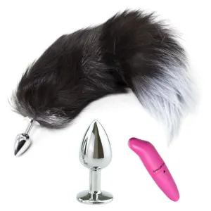 15 Dark Fox Tail with Princess-type Steel Plug and Extra Vibrator
