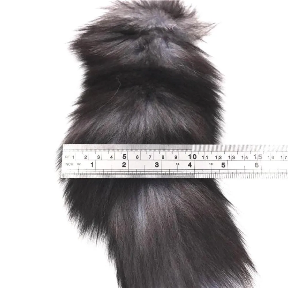15 Dark Fox Tail with Princess-type Steel Plug and Extra Vibrator