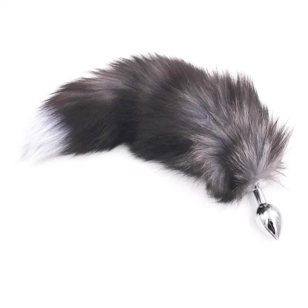 15 Dark Fox Tail with Princess-type Steel Plug and Extra Vibrator