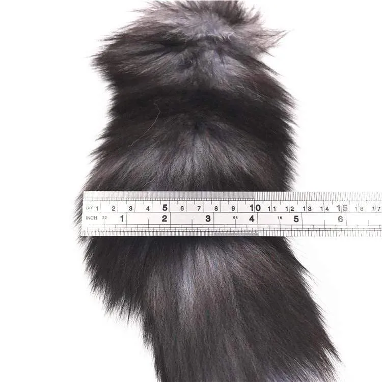 15 Dark Fox Tail with Ribbed-type Princess Plug and Extra Vibrator