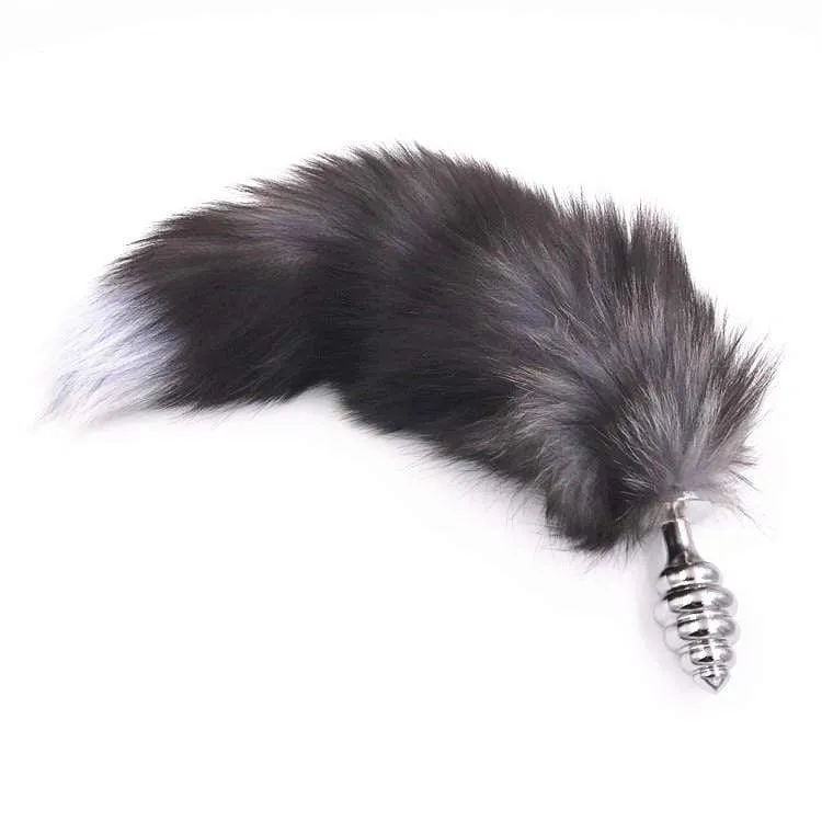 15 Dark Fox Tail with Ribbed-type Princess Plug and Extra Vibrator