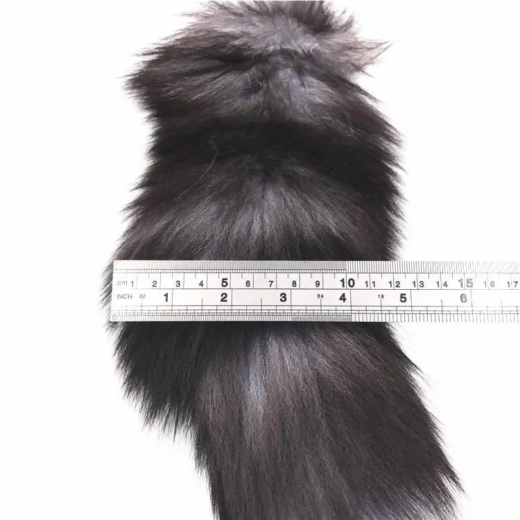 15 Dark Fox Tail with Veteran Style Plug and Extra Vibrator