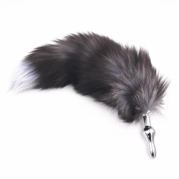 15 Dark Fox Tail with Veteran Style Plug and Extra Vibrator