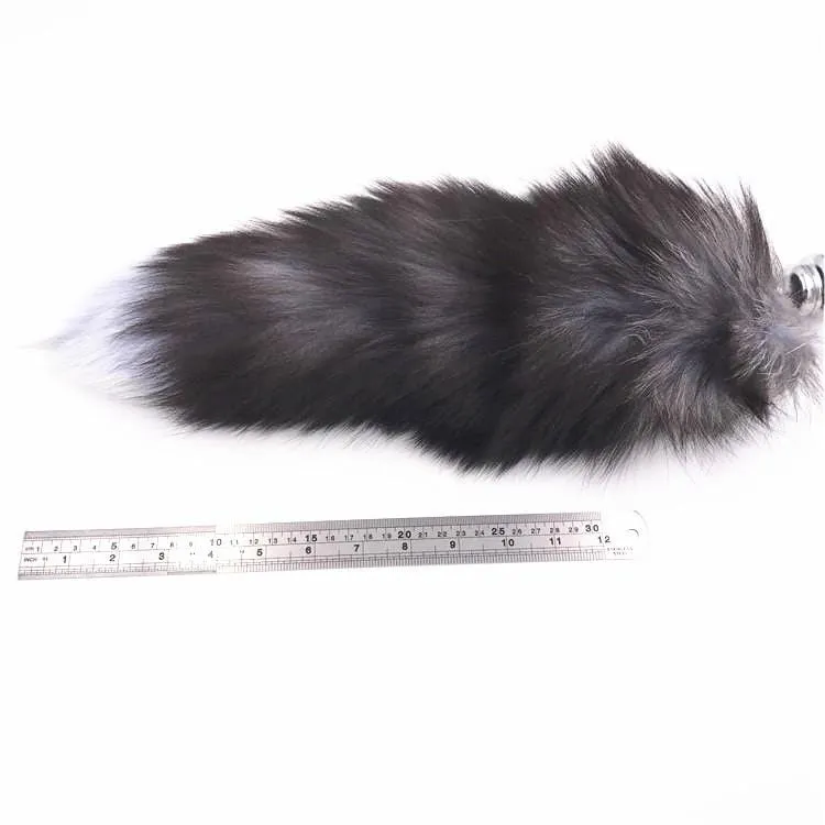 15 Dark Fox Tail with Veteran Style Plug and Extra Vibrator