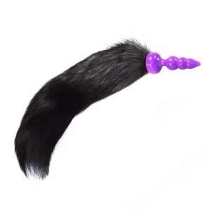 16 Black Fox Tail Silicone Plug