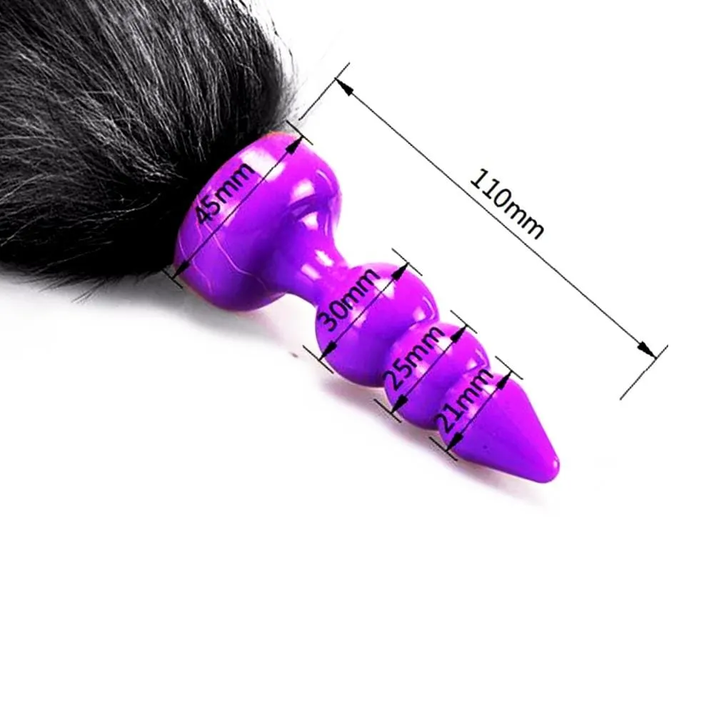 16 Black Fox Tail Silicone Plug