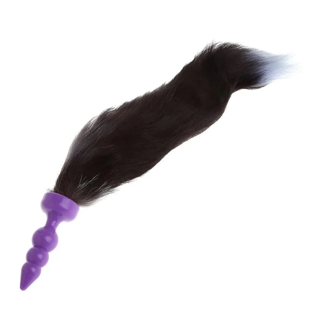 16 Black Fox Tail Silicone Plug