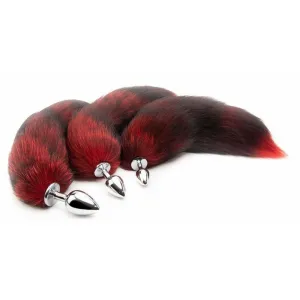 16 Black with Red Cat Tail Metal Plug