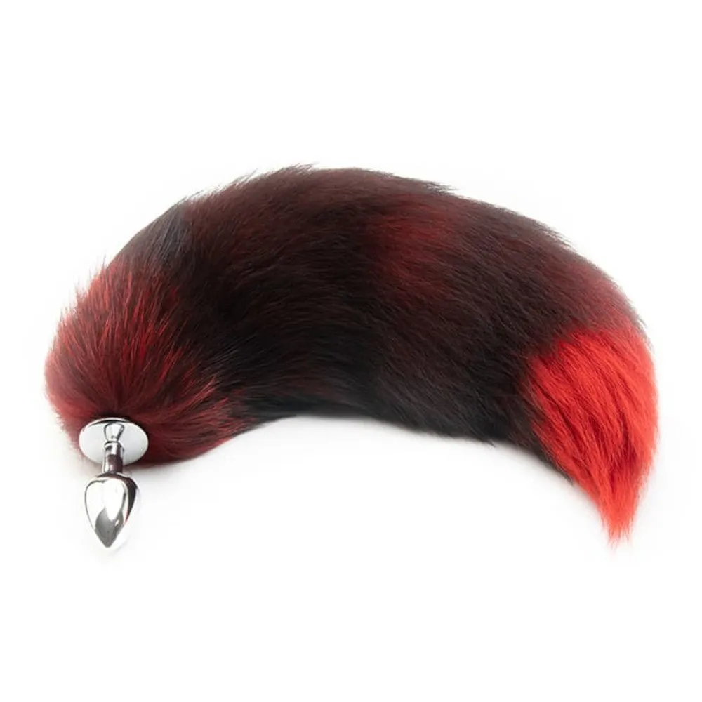 16 Black with Red Cat Tail Metal Plug
