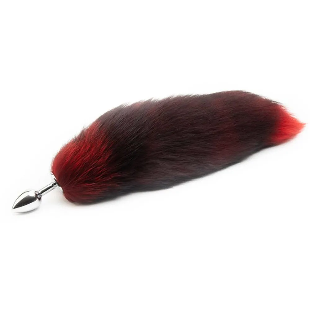 16 Black with Red Cat Tail Metal Plug