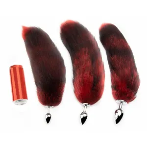 16 Black with Red Fox Tail Metal/Silicone Plug