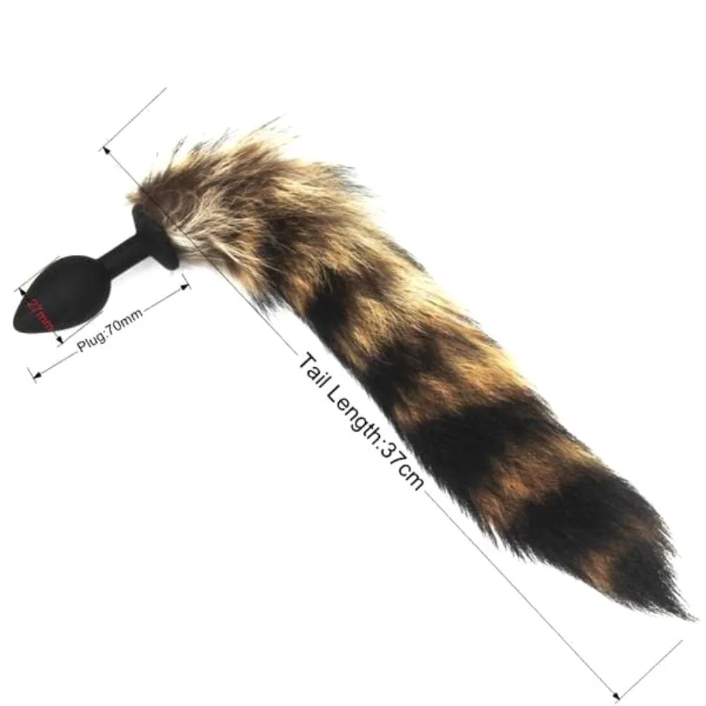 16 Brown Cat Tail with Stainless Steel Plug