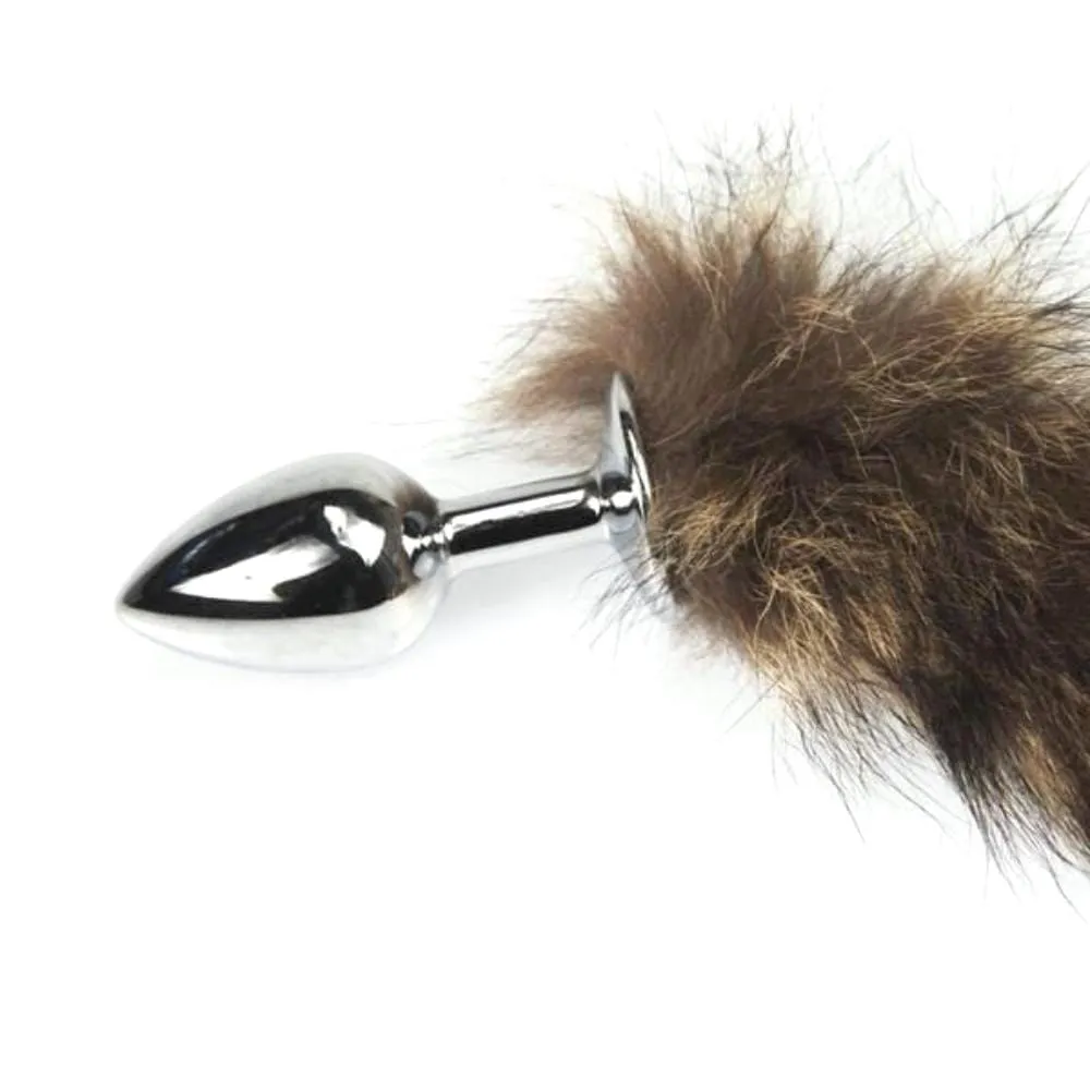 16 Brown Cat Tail with Stainless Steel Plug