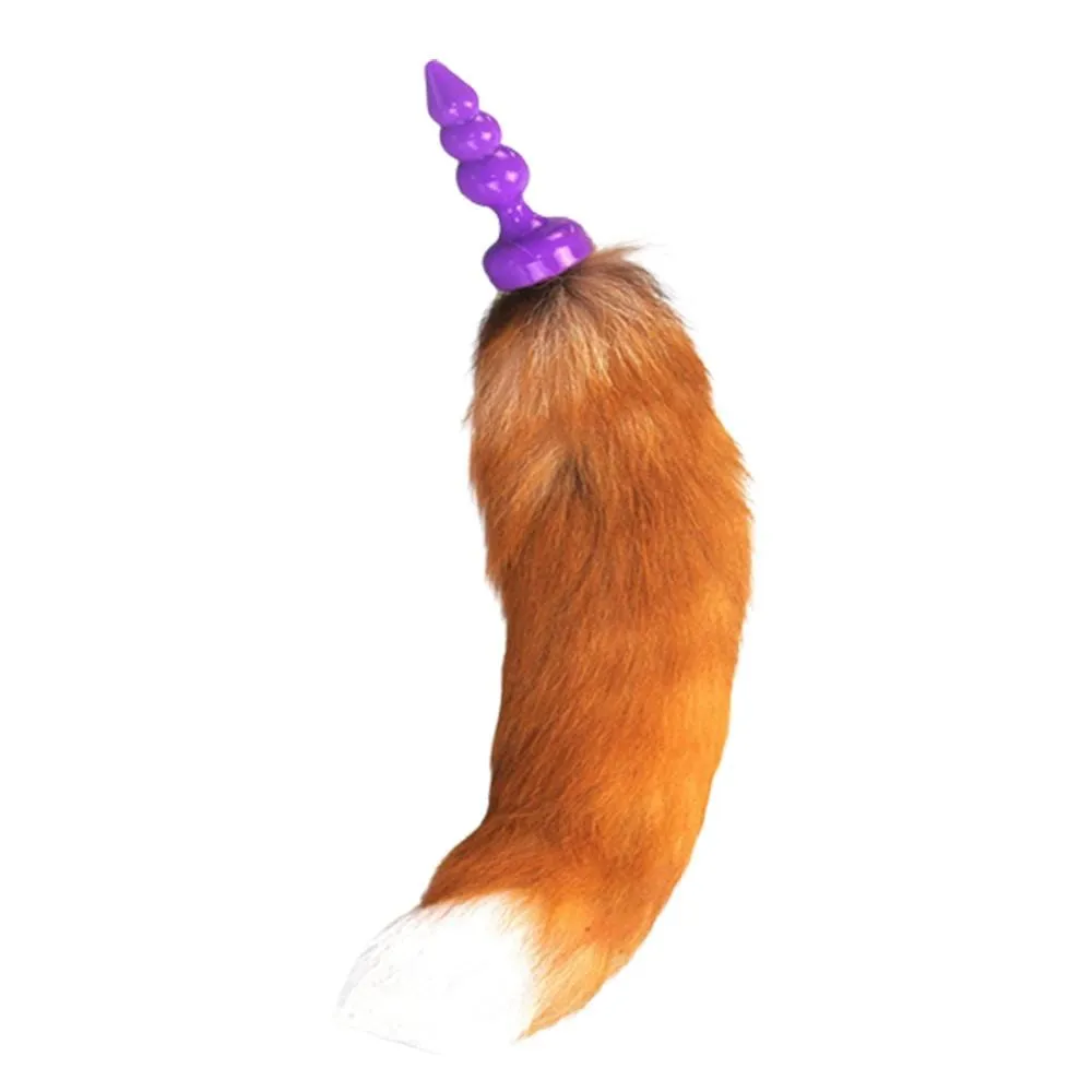 16 Orange Brown Fox Tail Silicone Plug