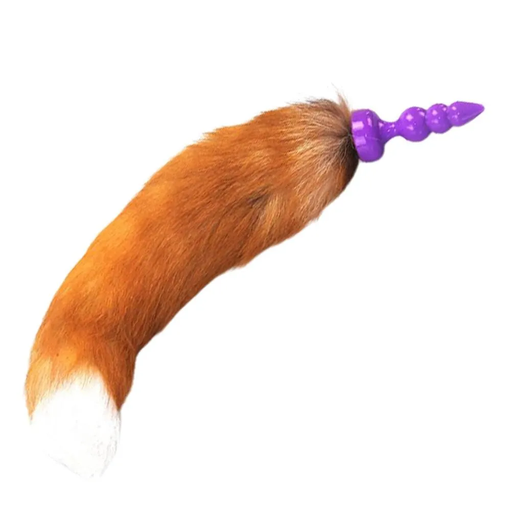 16 Orange Brown Fox Tail Silicone Plug