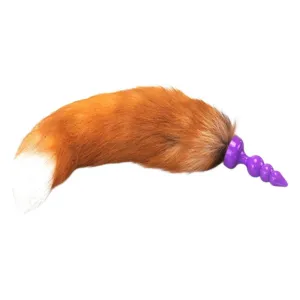 16 Orange Brown Fox Tail Silicone Plug
