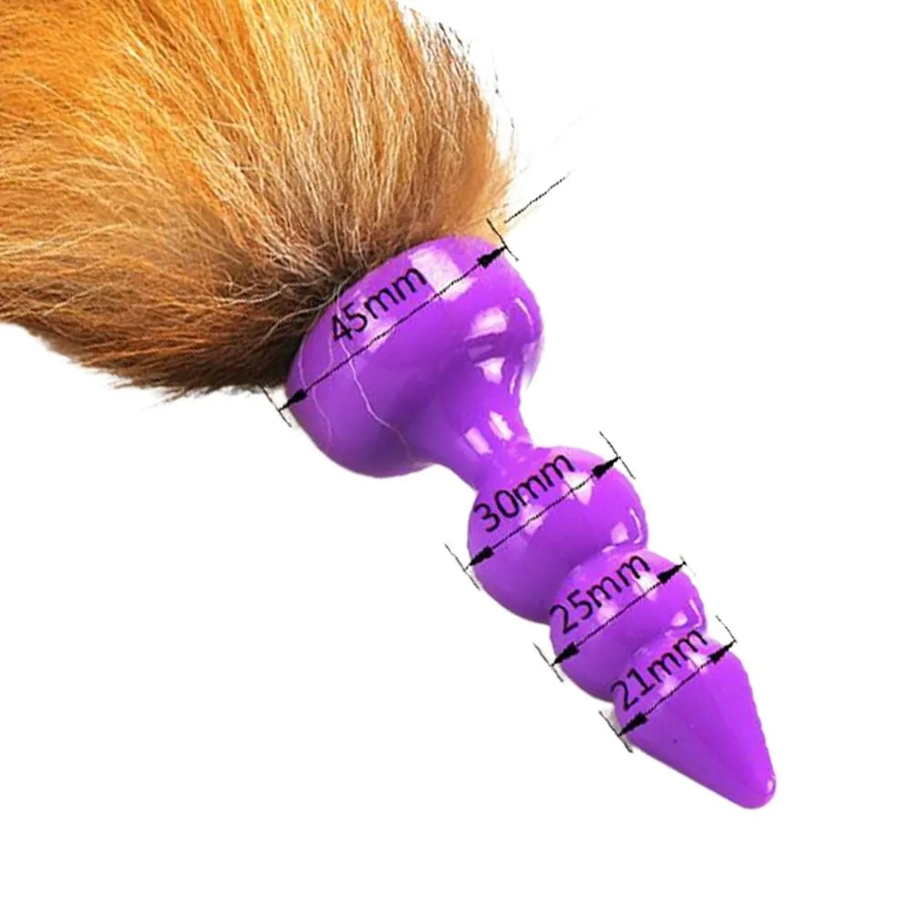 16 Orange Brown Fox Tail Silicone Plug