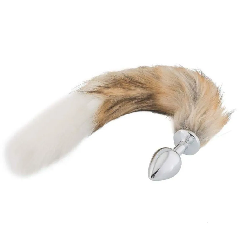 17 Brown Cat Tail 3 sizes Stainless Steel Plug