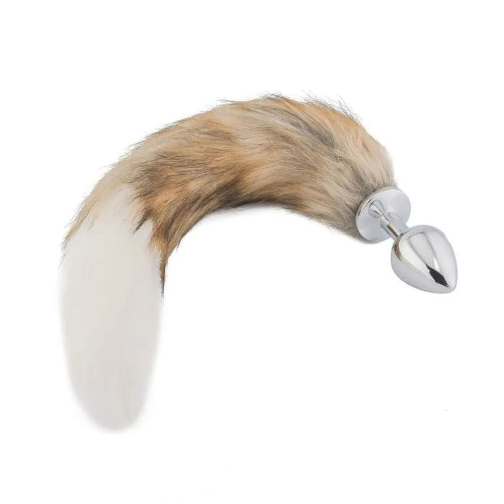 17 Brown Cat Tail 3 sizes Stainless Steel Plug