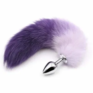 17 White with Purple Fox Tail Plug Stainless Steel