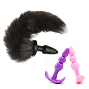 18 Black Cat Tail and Silicone Plug