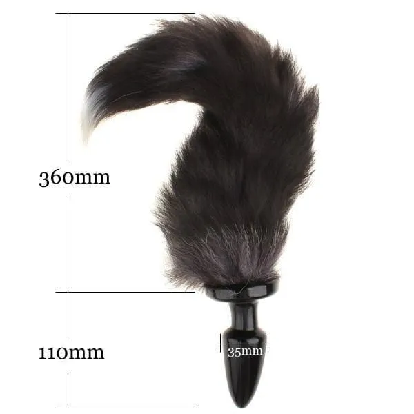 18 Black Cat Tail and Silicone Plug