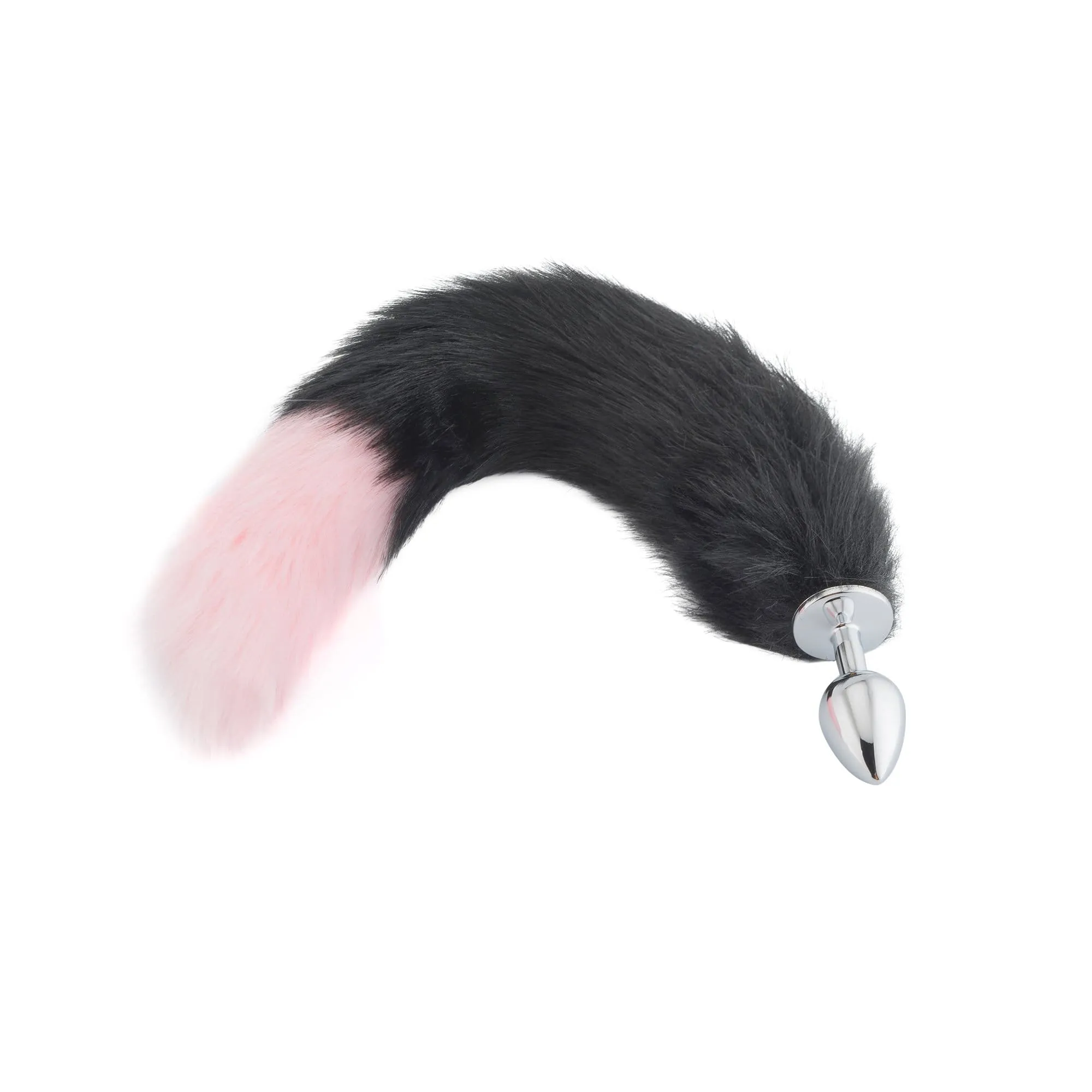 18 Black With Pink Fox Tail Plug