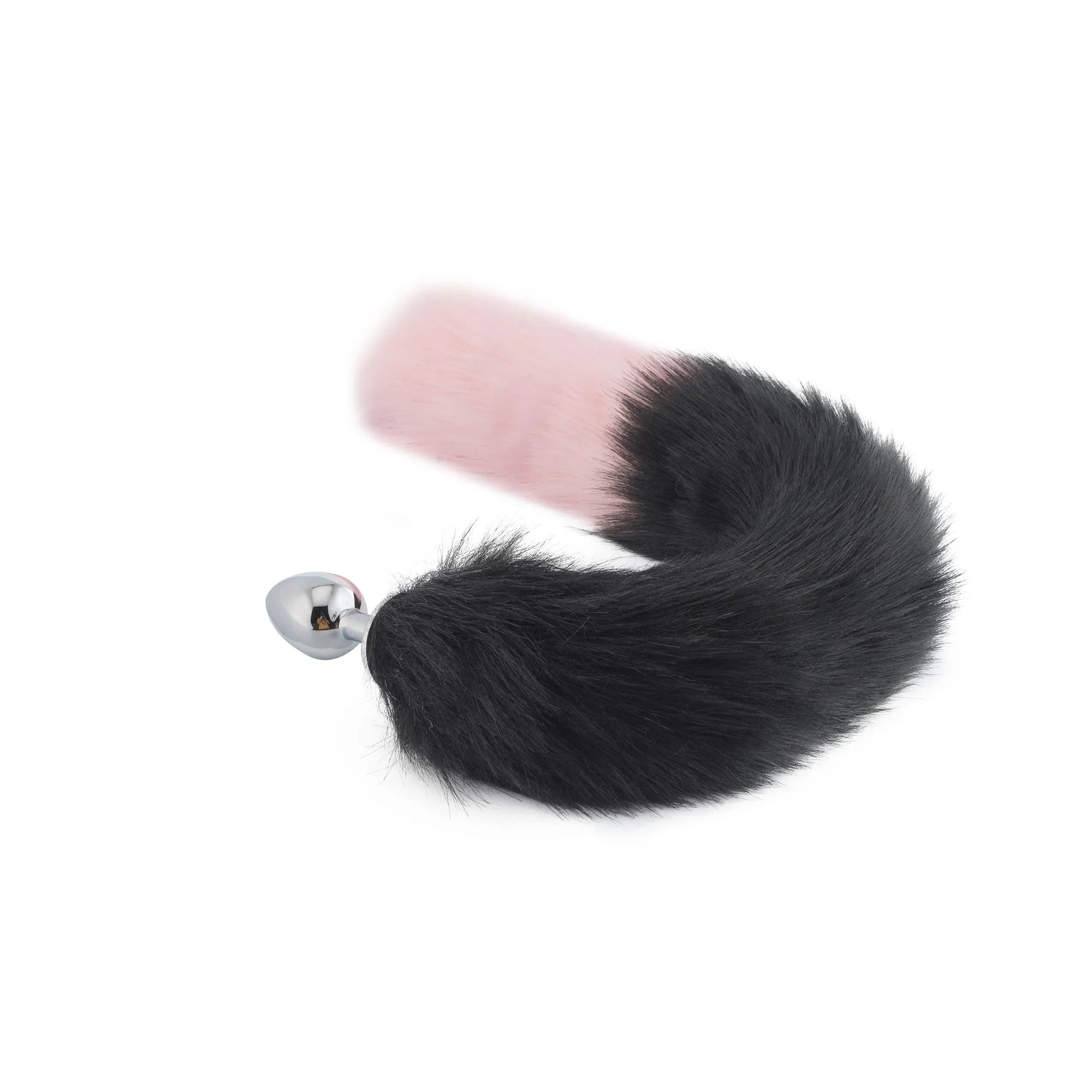 18 Black With Pink Fox Tail Plug