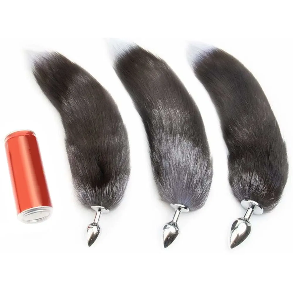 18 Grey Fox Tail Metal Plug. 3 Sizes
