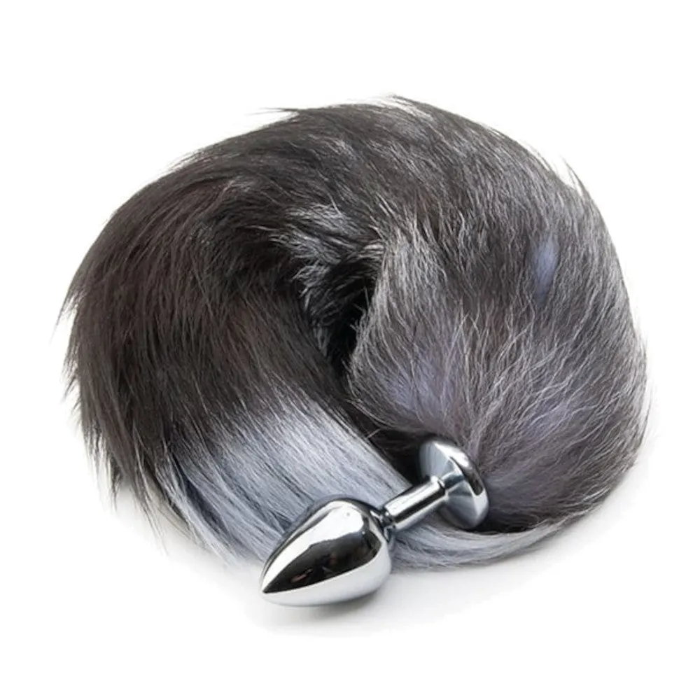 18 Grey Fox Tail Metal Plug. 3 Sizes