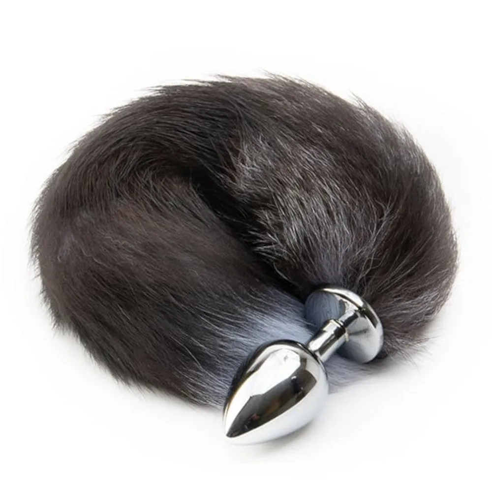 18 Grey Fox Tail Metal Plug. 3 Sizes