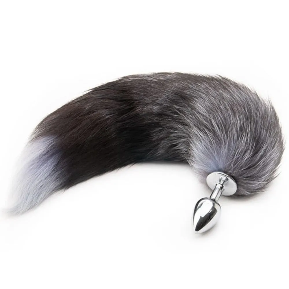18 Grey Fox Tail Metal Plug. 3 Sizes