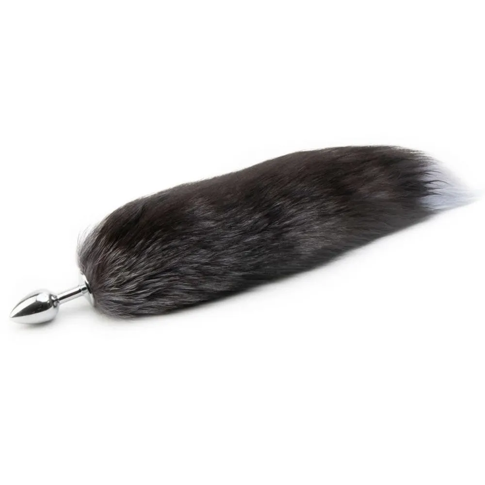 18 Grey Fox Tail Metal Plug. 3 Sizes