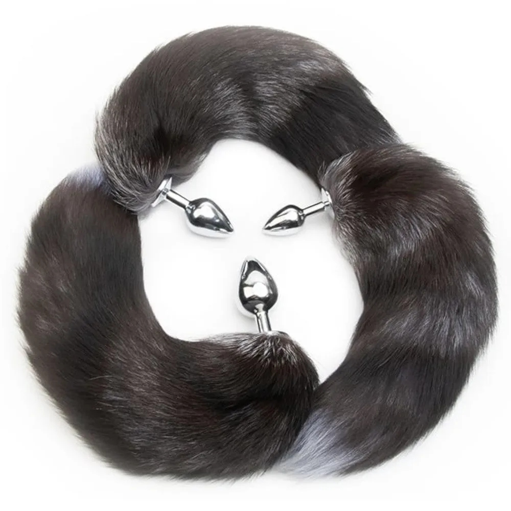 18 Grey Fox Tail Metal Plug. 3 Sizes