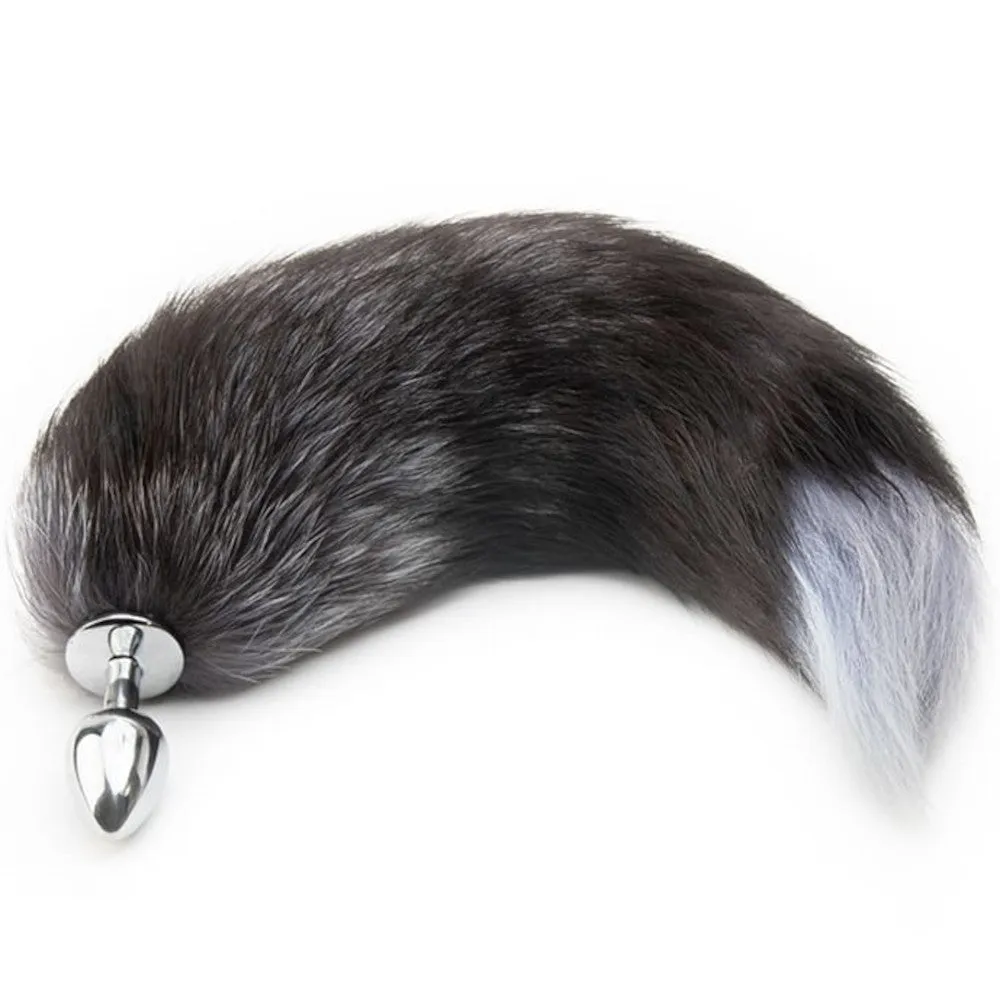 18 Grey Fox Tail Metal Plug. 3 Sizes
