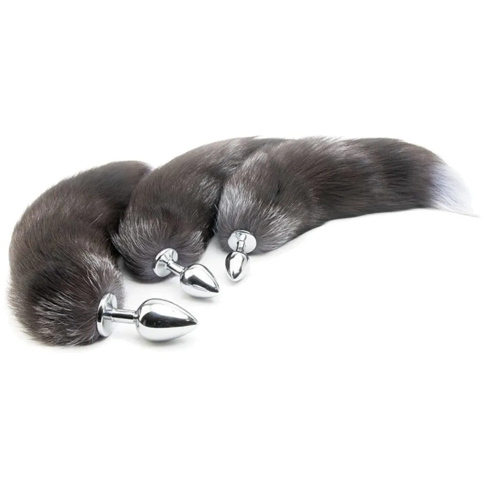 18 Grey Fox Tail Metal Plug. 3 Sizes