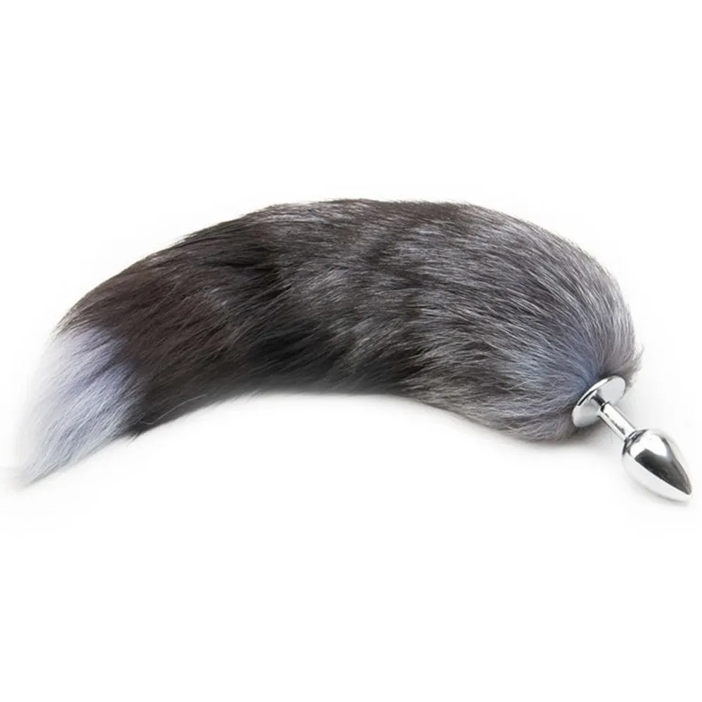 18 Grey Fox Tail Metal Plug. 3 Sizes