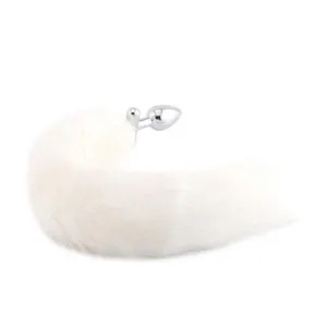 18 Shapeable White Fox Tail Plug