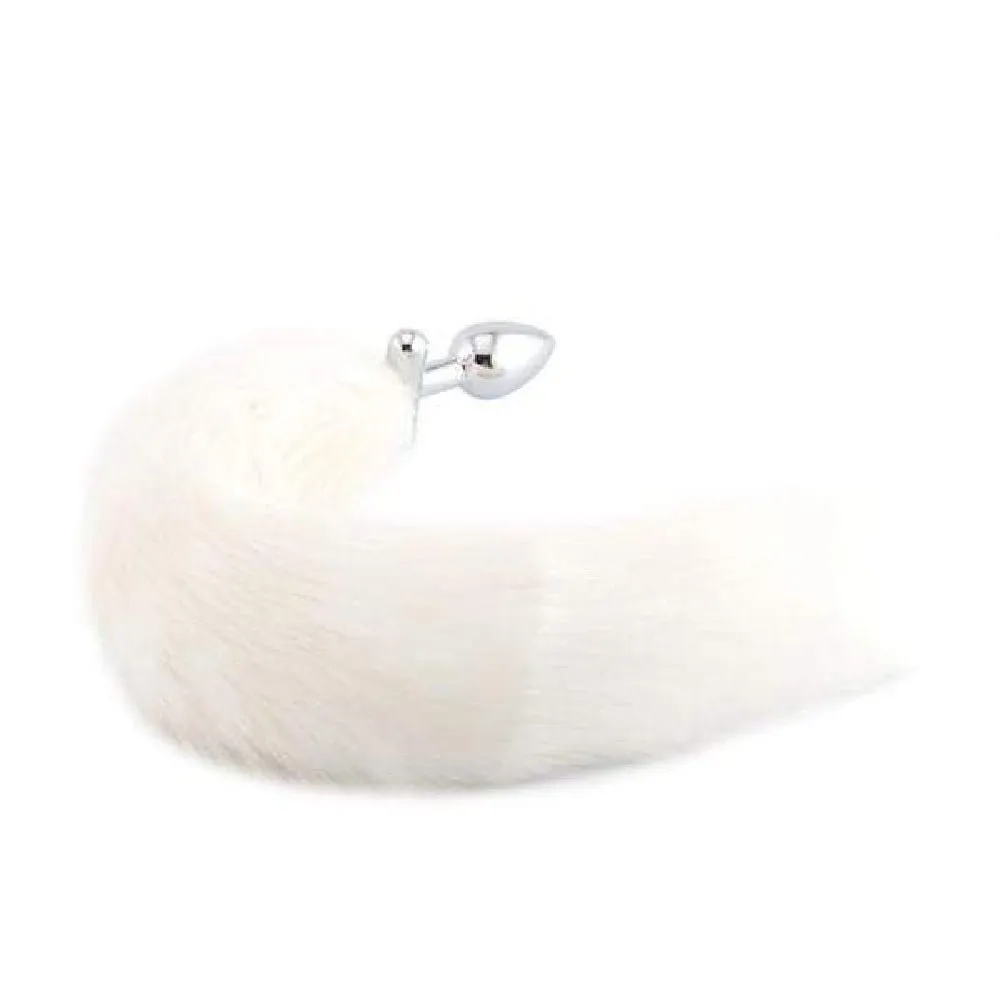 18 Shapeable White Fox Tail Plug
