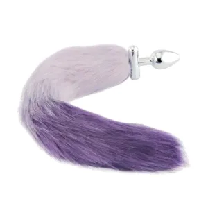 18 Shapeable White With Purple Fox Tail Metal Plug