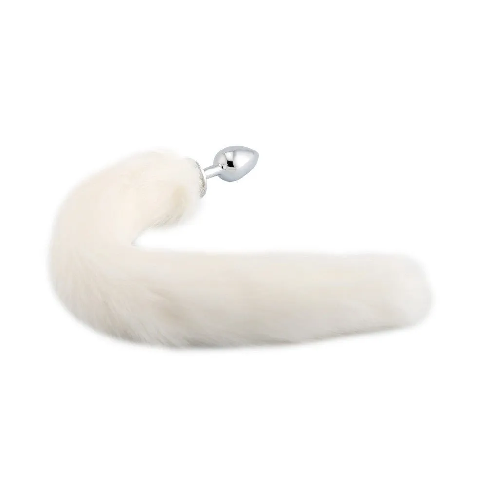 18 White Fox Tail Plug