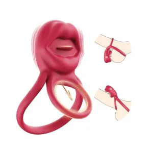 2 in 1 Tongue Clicking Stimulation Vibrating Egg and Double Cock Ring