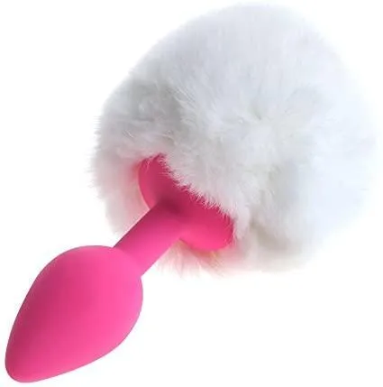 3 Bunny Tail Plug Silicone Metal and Frosted 2 Colors Metal