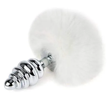3 Bunny Tail Plug Silicone Metal and Frosted 2 Colors Metal