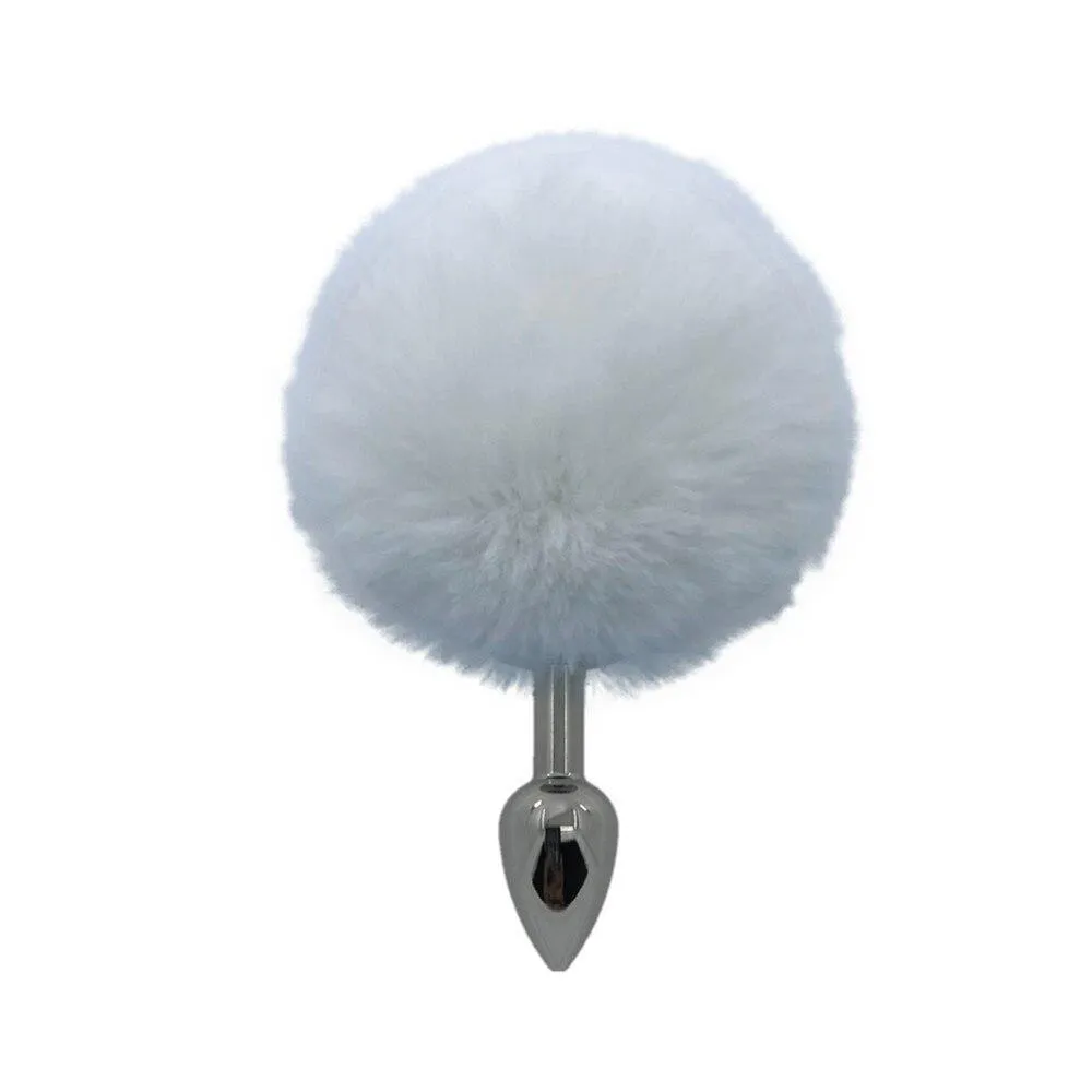 3 Bunny Tail Plug Silicone Metal and Frosted 2 Colors Metal